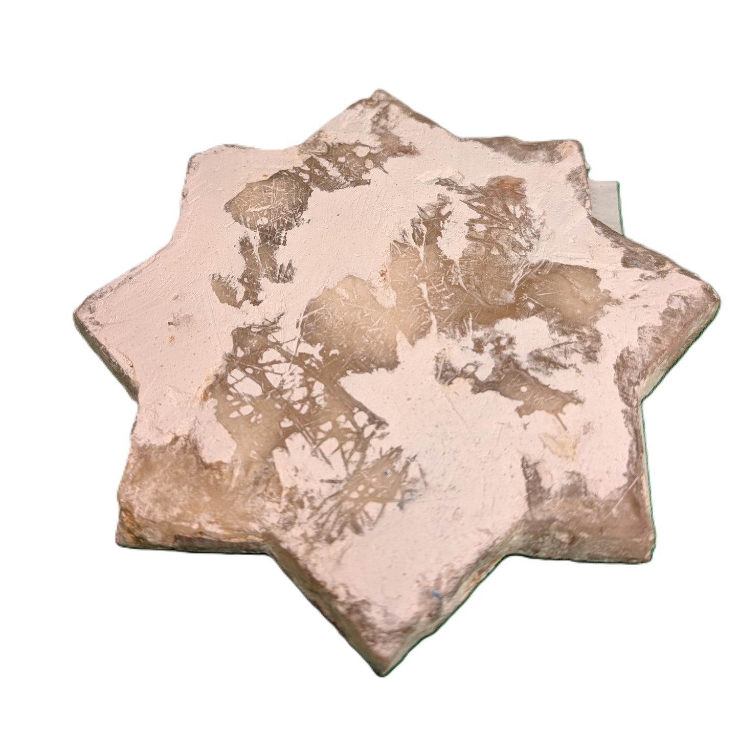 Octagonal sample of Zellige Green-Red-Mustard / Échantillon octagonal de zellige Vert-Rouge-Moutarde