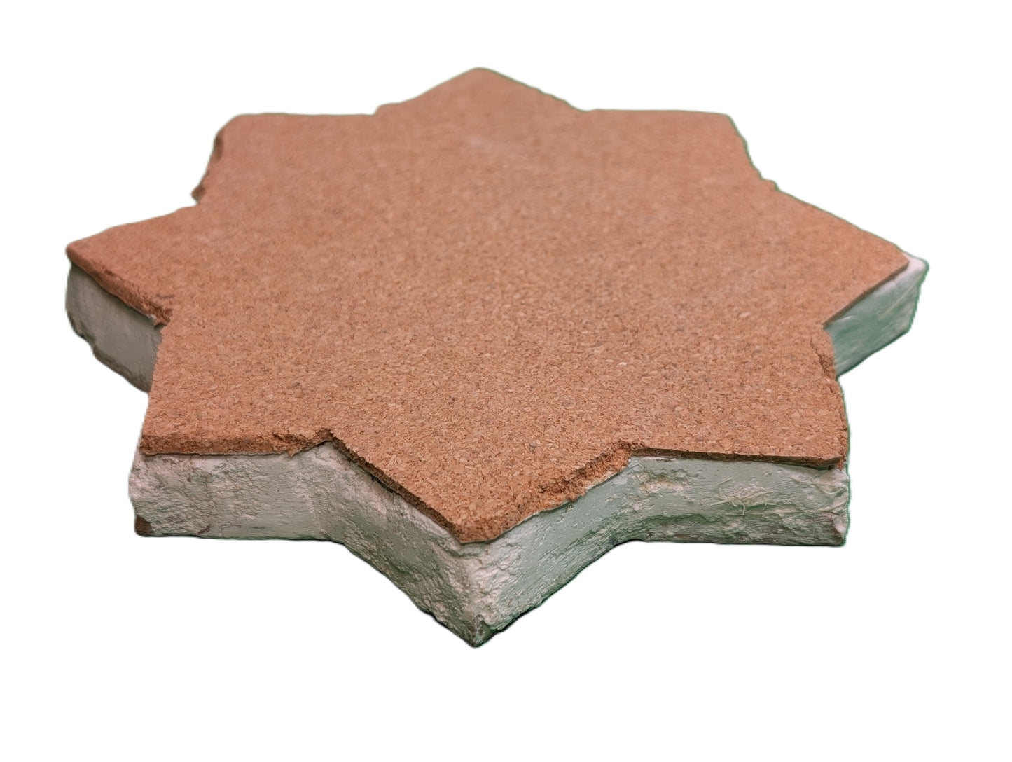 Octagonal sample of Zellige Turquoise-Gray-White / Échantillon octagonal de zellige Turquoise-Gris-Blanc