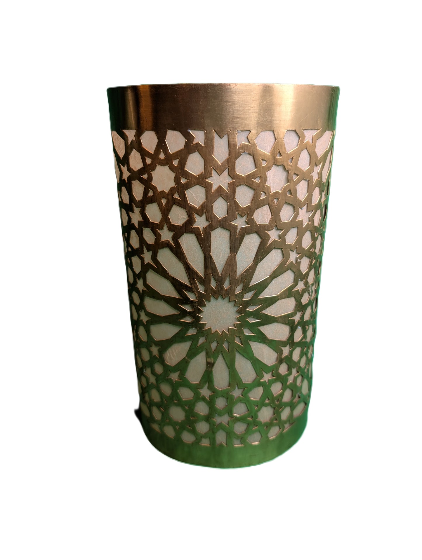 Handmade brass-copper half cylindrical wall lamp / Lampe de mur semi-cylindrique en laiton-cuivre faite à la main