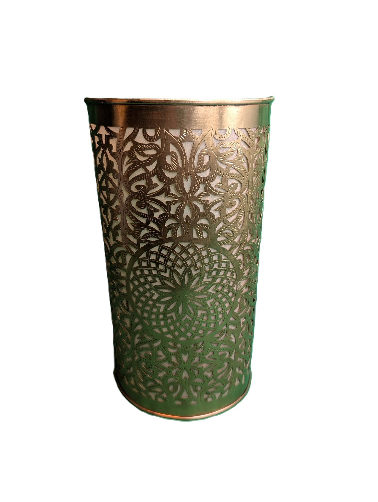 Handmade brass-copper half cylindrical wall lamp / Lampe de mur semi-cylindrique en laiton-cuivre faite à la main