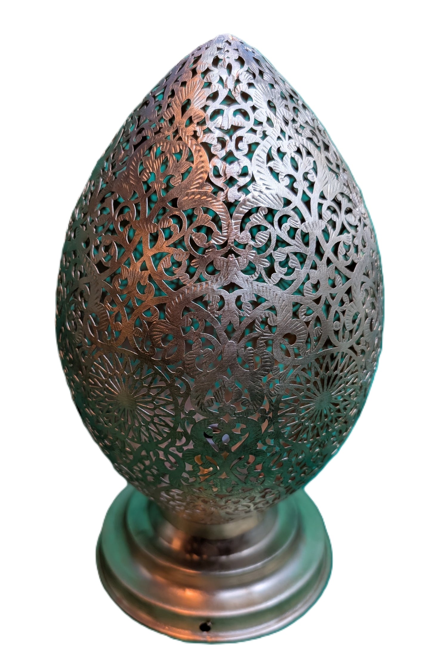 Handmade brass-copper oval table lamp / Lampe de table ovale en laiton-cuivre faite à la main