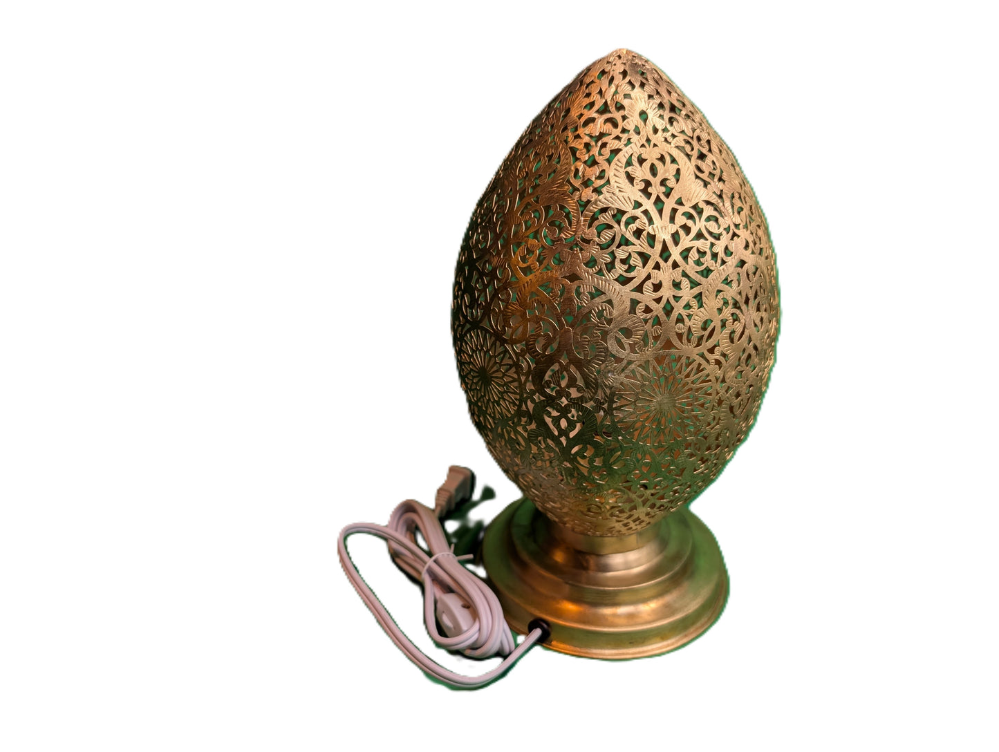Handmade brass-copper oval table lamp / Lampe de table ovale en laiton-cuivre faite à la main