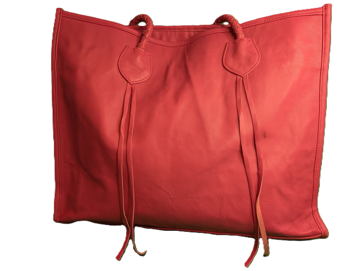 Embroidery Tote with leather - pink / Cabas en tissage de tapis avec cuir - rose