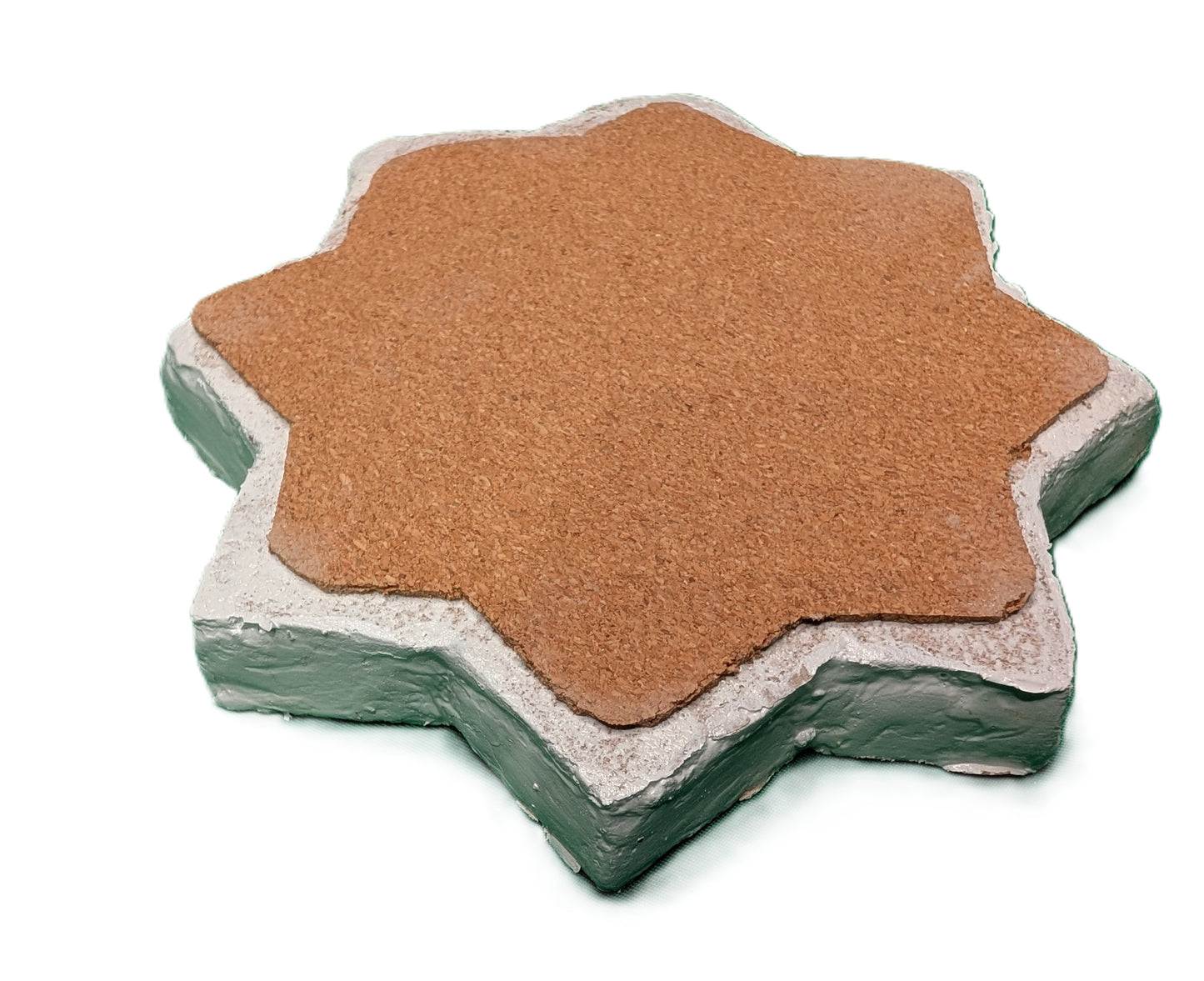 Octagonal sample of Zellige Turquoise-Gray-White / Échantillon octagonal de zellige Turquoise-Gris-Blanc