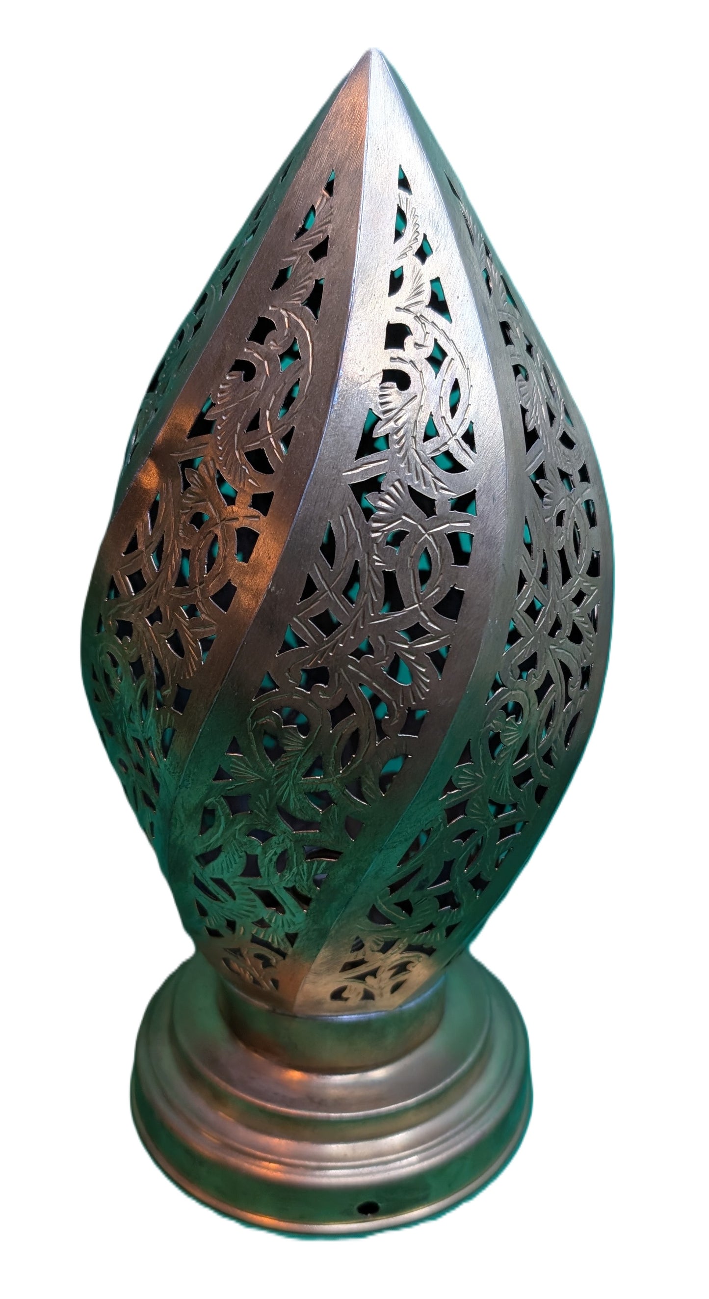 Handmade brass-copper spiral table lamp / Lampe de table spirale en laiton-cuivre faite à la main