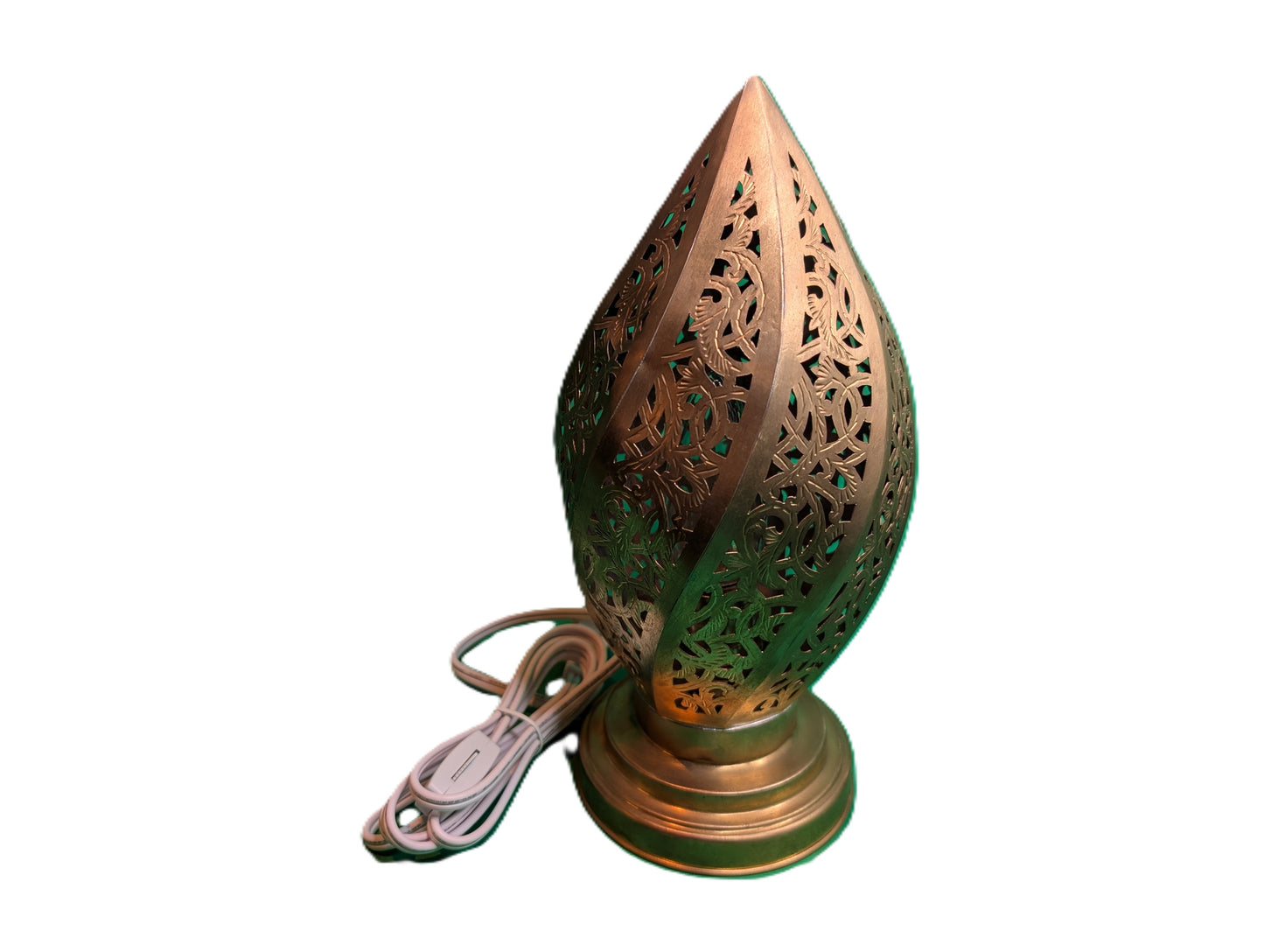 Handmade brass-copper spiral table lamp / Lampe de table spirale en laiton-cuivre faite à la main